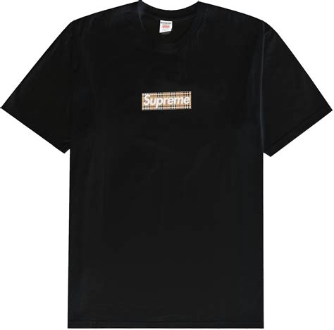 supreme burberry box logo tee black